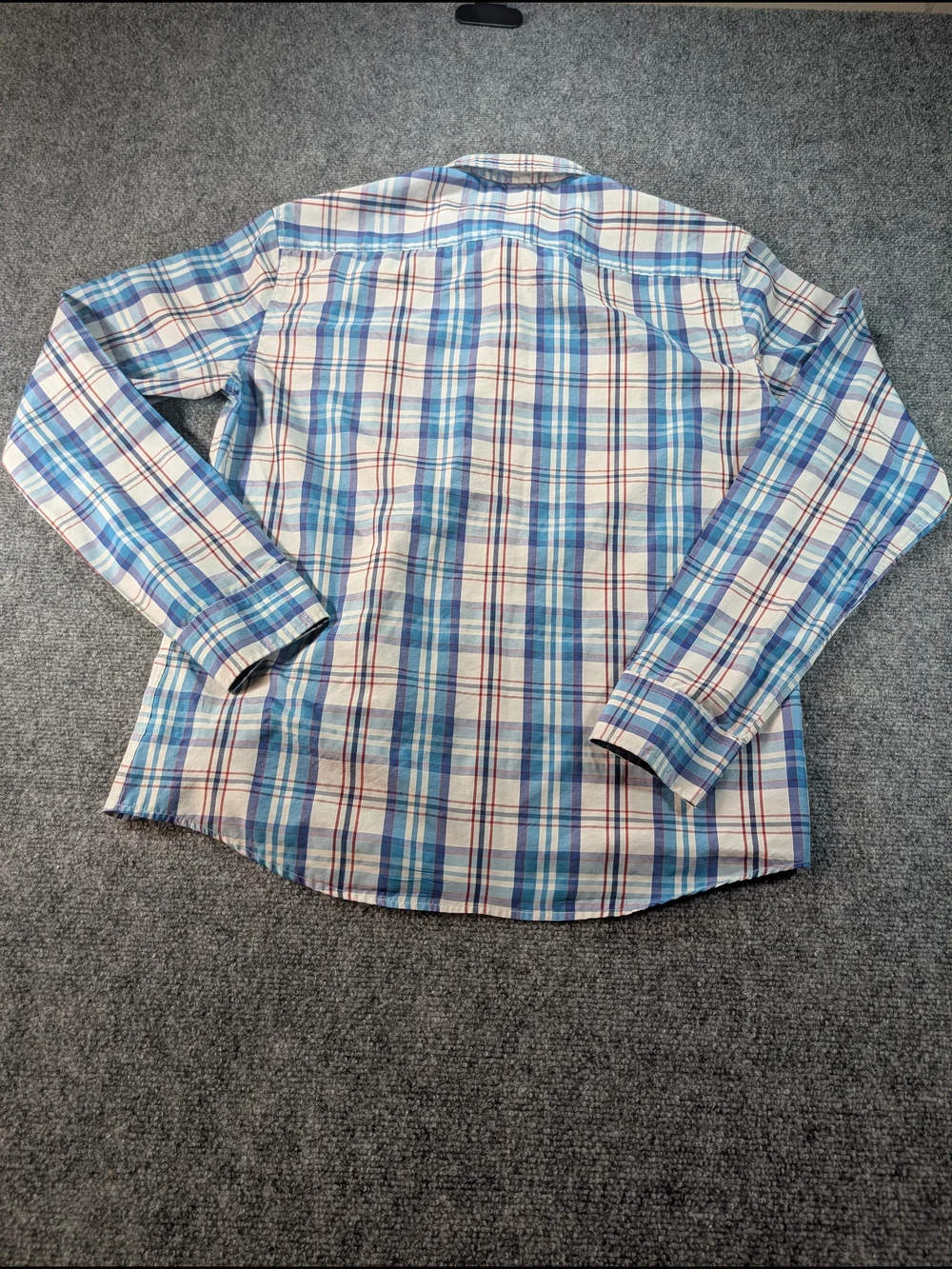 Something Strong Men's Medium Blue and White Plaid Button-Down Shirt